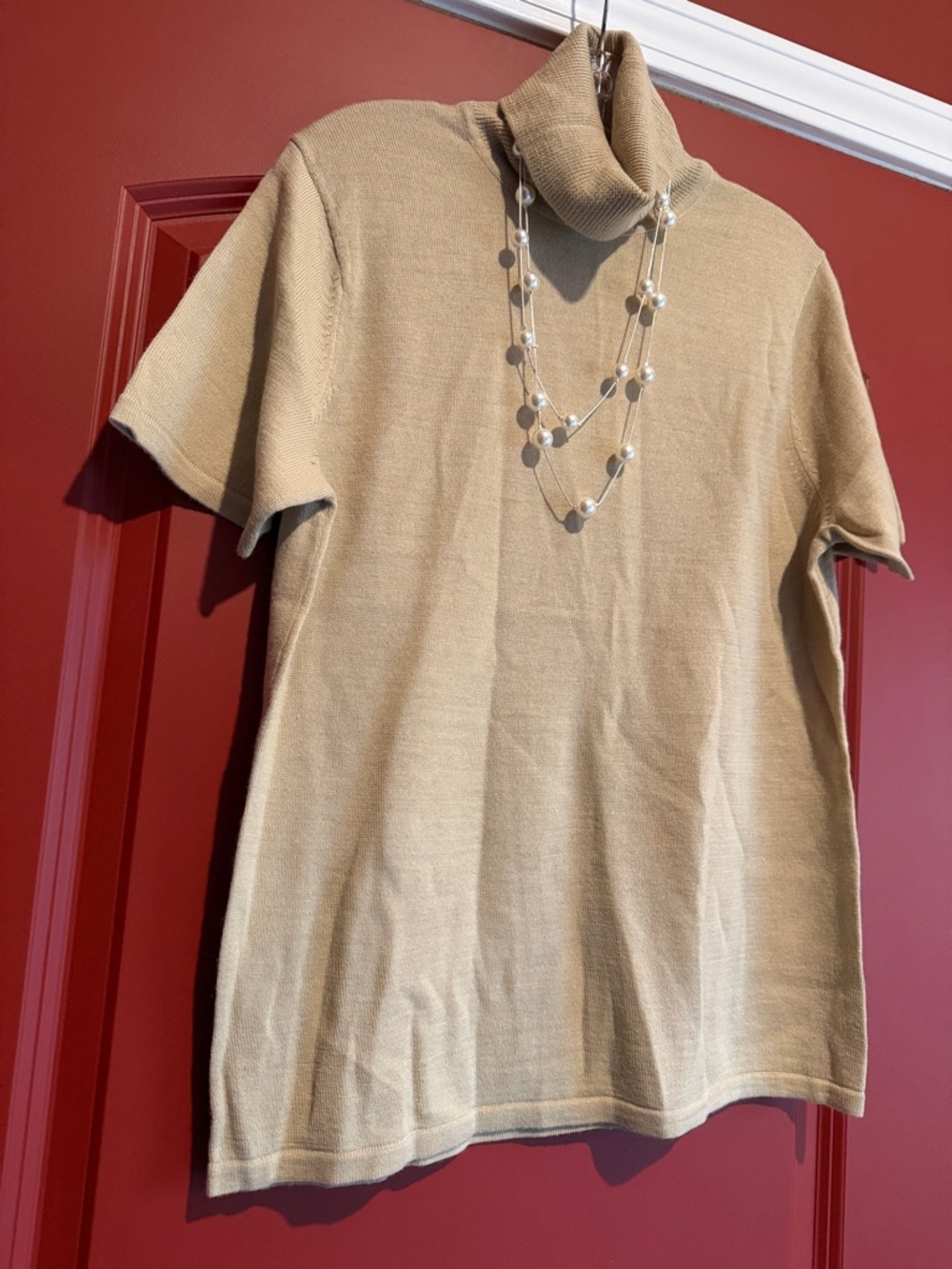 Dialogue Camel Open-Front Cardigan and Turtleneck Sweater Set - Picture 7 of 12
